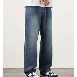 Pantalones Vaqueros Casuales de Corte Ajustado para Hombre, Transpirables, Lavado Ácido, Multibolsillos, Alta Calidad, 100% Algodón, Rectos - Product Image 1