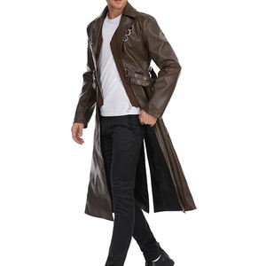 Plus Size Vintages Medieval-Steampunk Gothic Breathable <b>Black</b>-Halloween Longed Cosplay-Hooded Leather <b>Coats</b> - Product Image 5