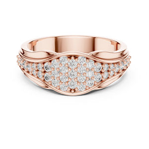 แหวนเพชรทรงรีและทรงกลมสีโรสโกลด์ 14K สำหรับผู้หญิง |   เครื่องประดับงานแต่งงาน |   เพชรที่เพาะเลี้ยงใหม่ - Product Image 1