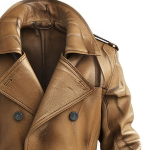 Distressed Brown Genuine Sheepskin Leather Pea <b>Coat</b> Men Double Breasted Lapel Collar Warm Office Custom Design Haus Industries - Product Image 2