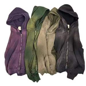 Sweats à capuche personnalisés pour hommes Zip Up Sunfaded Hooded Heavyweight Streetwear Style Winter Wear Sweats à capuche lavés à l'acide pour les vêtements pour hommes. - Product Image 1