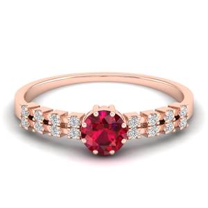 Anillo de Piedra Preciosa de Rubí de Corte Brillante Redondo de Diseño Original REYES de 0.5 Quilates en Plata de Ley 925, Anillos de Compromiso de Moissanita - Product Image 5