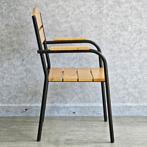 Silla de Café Contemporánea de Madera de Pino con Estructura Redonda de Hierro con Recubrimiento en Polvo, Diseño Suave para Comedor de Restaurante GCF190 - Product Image 5