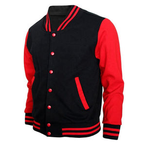 Veste universitaire personnalisée avec logo, manches en cuir, broderie noire, couple, baseball, veste pour homme, veste universitaire, veste varsity - Product Image 4