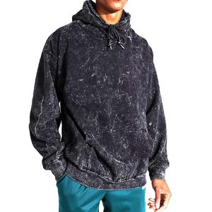 Sweat à capuche 100% coton lavé à l'acide de qualité supérieure pour hommes motif solide extensible et confortable pour l'automne - Product Image 5
