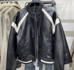 แจ็คเก็ตหนังคอตั้งสีดำปักลายตามสั่งแบบใหม่สำหรับผู้ชาย ฤดูหนาว กันน้ำ หนา - Product Image 3