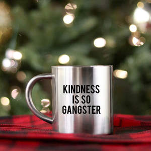 Taza de Porcelana con Diseño Moderno 'Gold & Silver Kindness Is so Gangster', para Regalo, con Tapa, Capacidad de 300ml/350ml/500ml - Product Image 1