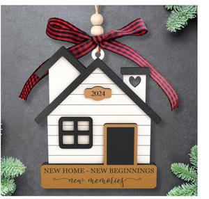 Chips de madera tallados con láser, decoración colgante de Navidad hecha a mano, modelo de casa de madera ahuecada personalizada, adorno festivo - Product Image 2