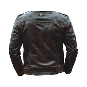 Veste de motard en cuir vieilli de haute qualité pour hommes, style rétro, café racer, moto, cuir de vache, fermeture éclair, vêtements de rue, vestes élégantes - Product Image 6