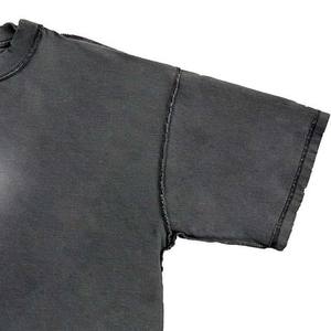 180 GSM alta calidad lavado ácido gota hombro O cuello manga corta ropa de hombre de talla grande High Street camiseta de secado rápido para hombres - Product Image 4