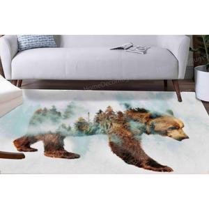 Tapis imprimé avec un ours qui marche dans la neige, tapis à thème animal, cadeau pour la maison, tapis doux non tissé - Product Image 1