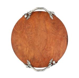Accesorio de mesa más vendido bandeja para servir té y café bandeja de madera clásica con mango de diseño de hoja de plata para suministros de Hotel - Product Image 4