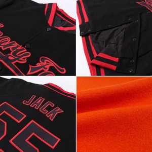 Bomber personnalisé noir et orange à motif 3D veste Varsity Letterman coupe-vent veste universitaire vintage pour hommes - Product Image 3