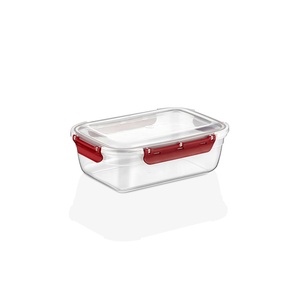 Conteneur alimentaire rectangulaire en PP de 900 ml, hermétique, durable, avec couvercle à verrouillage coloré, compatible micro-ondes, empilable, pour le stockage des repas dans la cuisine - Product Image 1