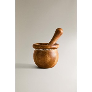 Modern Design Best Quality Wooden Handcrafted Mortar & Pestle <b>Set</b> for Home Kitchen <b>Spice</b> <b>Herbs</b> Hand Grinder Use Mortar Pestle - Product Image 1