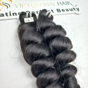 มัดผมมนุษย์ลอนหลวมธรรมชาติผมหยิกแบบสองชั้นสไตล์การจัดแนวหนังกำพร้าแบบไม่พันกัน - Product Image 1