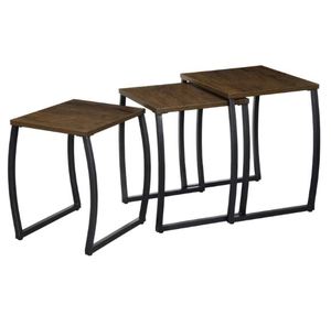 Mesa nido de muebles de sala de estar de la mejor calidad con tapa de madera Juego de 3 mesas anidadas clásicas modernas de venta caliente en Metal - Product Image 4