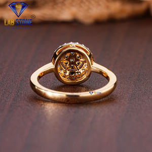 แหวนเพชรสำหรับปาร์ตี้ในแล็บหินกลม0.53 TDW 18kt EF-VS สีเหลืองทอง - Product Image 4