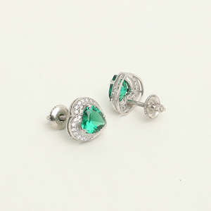 NOVAMART Fine Premium 925 <b>Sterling</b> <b>Silver</b> <b>Stud</b> Earrings for Women & Girls Heart Water Drop Shape with Princess Cut Diamond Bezel - Product Image 4