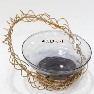 Juego de 2 tazones de Metal transparente para decoración, Set de 2 tazones con soporte transparente redondo, dorado y gris - Product Image 4