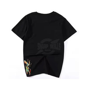 T-shirt en coton 100% tricoté à logo personnalisé brodé, col rond, pour homme, taille plus, très populaire - Product Image 2