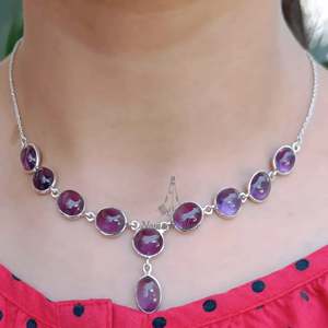 Elegante Collar en Y de Plata de Ley 925 con Gema de Amatista Ovalada Púrpura Natural, Joyería de Cristal Hecha a Mano, Piedra de Nacimiento de Febrero - Product Image 2