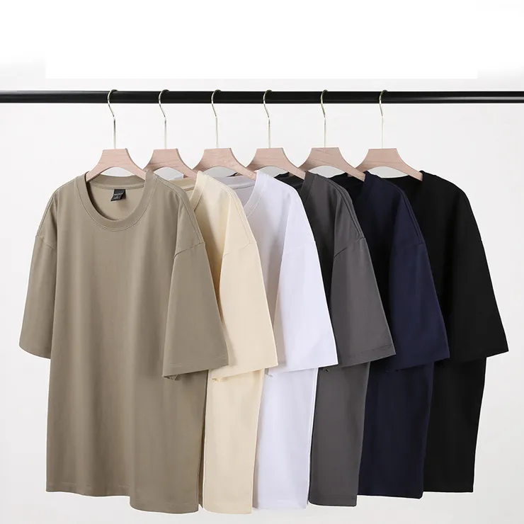 OEM Digital Printed T-shirt Custom Knitted Cotton Fabric 240gsm Heavyweight Drop Shoulder T-shirts Street Wear T--shirts