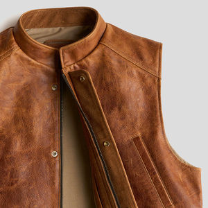 Chaleco Casual de Piel Genuina para Hombre, Nuevo Modelo, Transpirable, con Cuello en V, para Motocicleta, Talla Personalizable hasta 6XL - Product Image 5