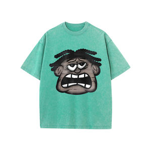 Venta al por mayor de alta calidad 100% algodón Retro ácido lavado hombres camiseta ajuste Regular peso pesado manga corta transpirable secado rápido - Product Image 3