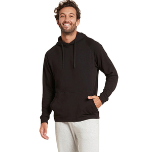 <b>Black</b> Cotton Pullover Hoodie for Men Solid Pattern Embroidered Plain Dyed Custom Print Thermal <b>Fleece</b> Sweatshirt for Winter - Product Image 2