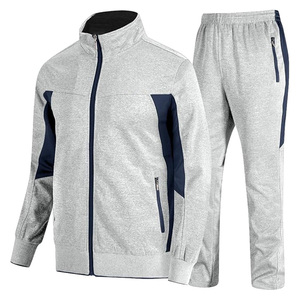 Survêtements de jogging athlétiques décontractés pour hommes 2 pièces ensembles d'échauffement de sueur à fermeture éclair grande taille pour l'hiver - Product Image 5