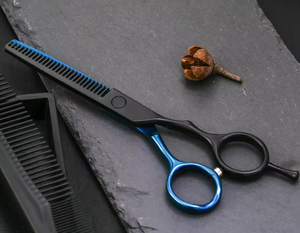 Tijeras de corte de pelo negras personalizadas, maquinilla de afeitar de salón de belleza con mango de acero, tijeras de corte de peluquero, peluquería - Product Image 6