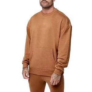 Nouveaux sweats à capuche d'hiver brodés avec poche avant, 100% coton, polaire épais, couleur unie, décontractés pour hommes, épaules tombantes - Product Image 6