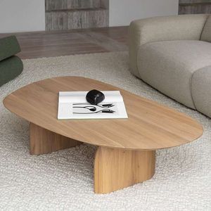 Modern Solid Wood <b>Coffee</b> <b>Table</b> <b>Oval</b> Wood Center <b>Table</b> for Living Room Apartment Home Furniture - Product Image 1