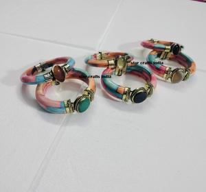 Cadeau d'anniversaire pierre naturelle avec laiton et os Design vente chaude à la main femme manchette Bracelet 100% os fait Bracelet - Product Image 6