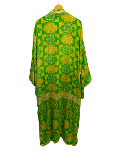 Robe de longueur de cheville Bikini Cover Up Night Wear Long Robe, Kimono sari en soie recyclé vintage indien fait à la main, - Product Image 4