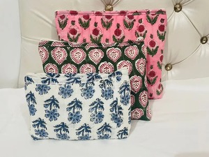 Fabricant et grossiste sac de maquillage et lavage grand sac cosmétique matelassé en coton sac pochette - Product Image 2