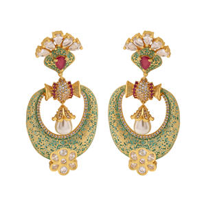 Elegante antiguo imitación AD mate plateado latón pendientes lujo estilo tradicional para fiesta joyería de moda exportación - Product Image 2