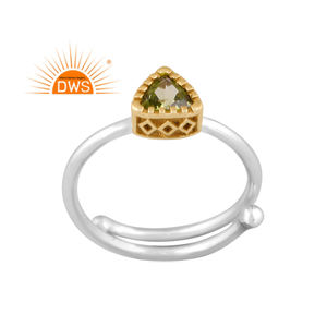 แหวนพลอยเพอริดอตธรรมชาติทำจากเงินแท้ปรับได้ของขวัญสำหรับผู้หญิง - Product Image 1