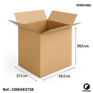 Economical and Functional <b>Brown</b> Rigid Cardboard <b>Box</b> 48.5 X 37.5 X 39.5 cm with Flaps No Handles for Shipping Storage - Product Image 2