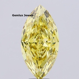 Diamante de Laboratorio de 3 Quilates, Color Amarillo Intenso, Claridad VS, Certificado IGI, Corte Marquesa, Diamante Suelto de Laboratorio para Anillo - Product Image 1