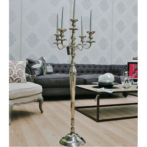 Candélabre vintage en métal et aluminium de meilleure qualité, bougeoir à 5 bras, finition argentée, pour décoration de la maison, table de mariage - Product Image 6