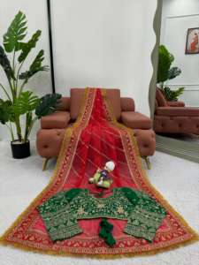 Saree ออกแบบที่สวยงามด้วยด้ายและลำดับการทำงานและเสื้อ - Product Image 3