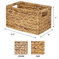 Panier de rangement tissé en jacinthe d'eau, multifonctionnel, couleur naturelle, fait main, pour la cuisine et la literie