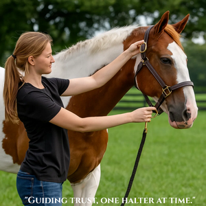 Logo personnalisé de haute qualité Design indien authentique équestre en cuir véritable licou avec raccord de tannerie en laiton massif pour l'équitation - Product Image 3
