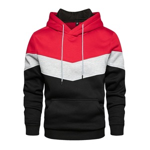 2025 hommes décontracté ample polaire à capuche chaud Streetwear imprimé motif en gros épais confortable hommes Patchwork sweat - Product Image 5