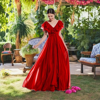 Salwar Kameez Indien et Pakistanais Grande Taille 10XL pour Femme, Col en V, Plissé, Longueur Midi, Coupe Empire, Uni, à Volants et Dentelle, Pishwas Anarkali, pour Soirée
