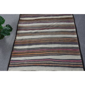 Classic <b>Brown</b> White 3.4 X 9.7ft <b>Wool</b> Rug Turkish Large Area Rectangle Hallway Patchwork Design for Bedside Living Room Latex - Product Image 5