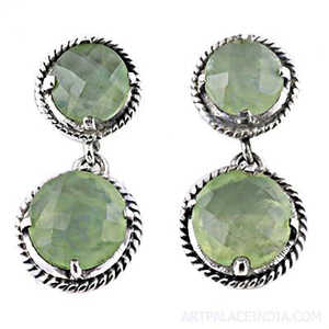 Boucles d'oreilles pendantes en argent sterling 925 avec pierre précieuse verte, accessoire de mode pour femme, cadeau - Product Image 3