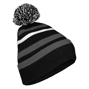 Gorro de Invierno para Mujer, Estilo Moderno, Etiqueta de Cuero, Gorro de Punto de Lana, Gorro de Esquí de Punto Acrílico con Pompón de Piel - Product Image 3